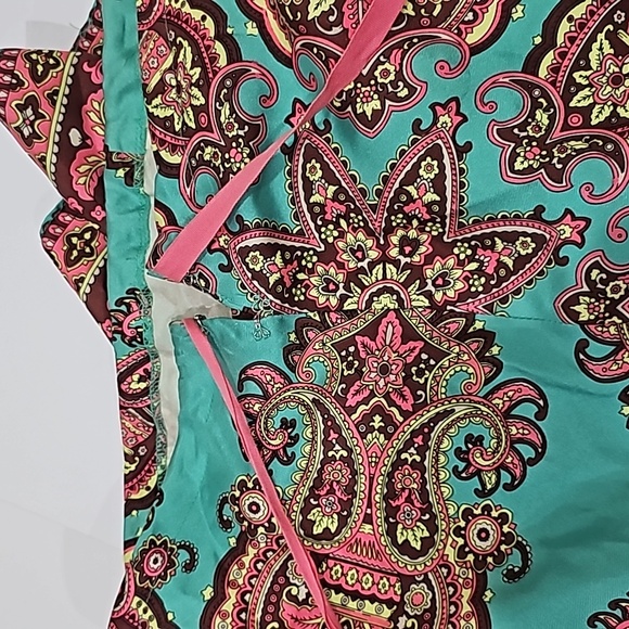 Tibi Paisley Skirt, draw string skirt Size 4 with slide hooks Green Pink brown - Picture 3 of 11